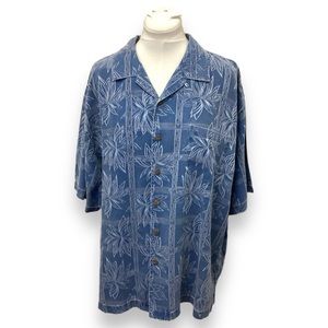 Jamaica Jaxx Mens Silk Hawaiian Camp Shirt, Blue, size XXL